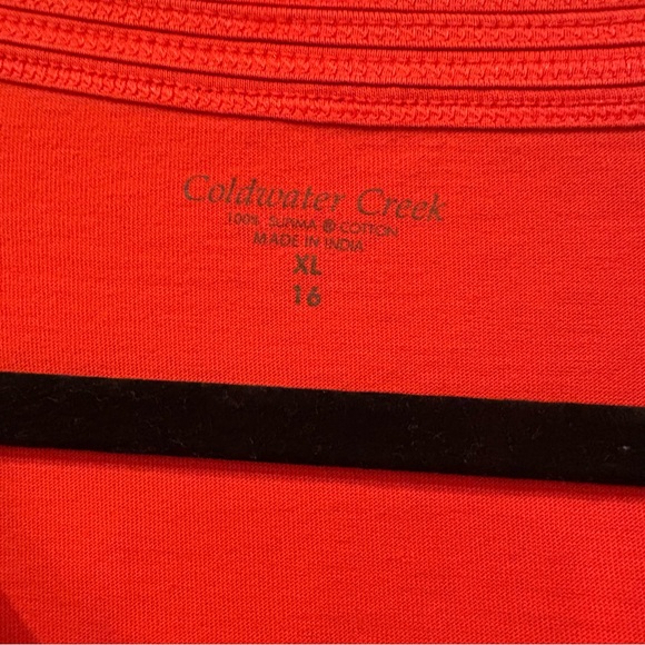 Coldwater Creek $50 Red 100% Supima Cotton V-Neck 3/4 Sleeve Top XL - Picture 3 of 9